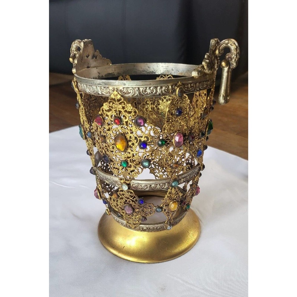 RARE Antique "APOLLO" 2791/2 Jeweled Gold Vanity Accessory Holder